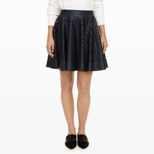 Club Monaco Laser Cut Perforated Faux Leather Circle Flare Skirt Black Size 6